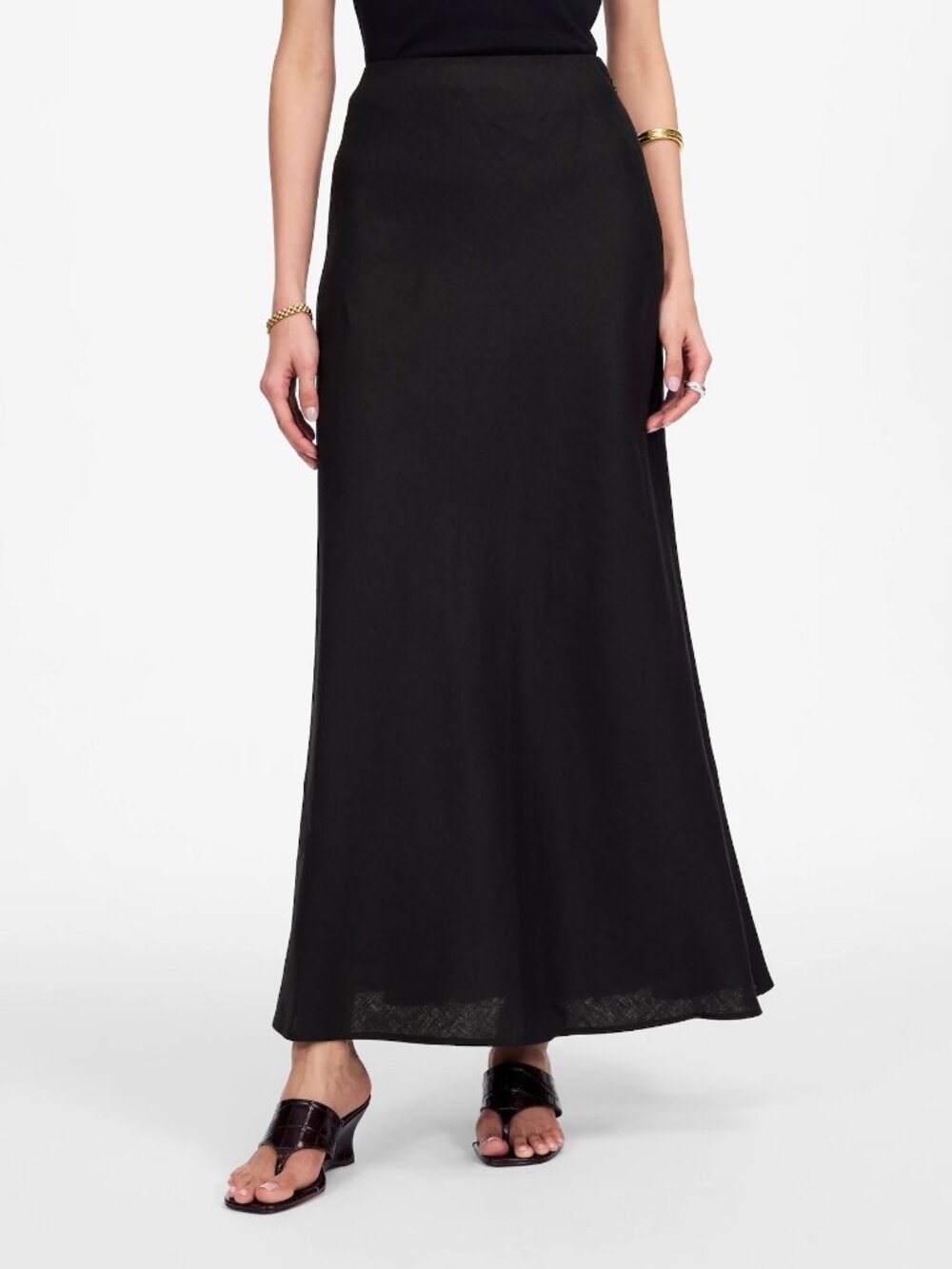 NWT Madewell Linen Slip Skirt Black Size 00